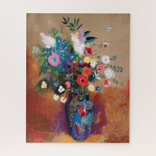 Grote Bouquet in een Blauwe Vase door Odilon Redon Legpuzzel (Verticaal)