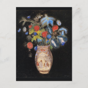 Grote Bouquet op een zwarte achtergrond, Redon, Briefkaart