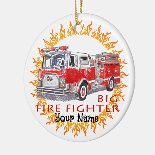 Grote brandweerman brandweerman keramisch ornament (Links)