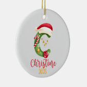 Grote brief, naam en datum gepersonaliseerd keramisch ornament (Rechts)