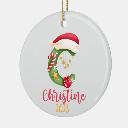 Grote brief, naam en datum gepersonaliseerd keramisch ornament (Links)