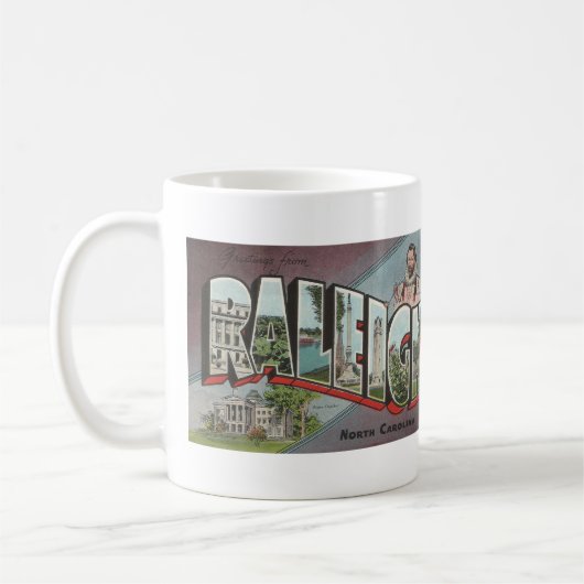  Grote Brief RALEIGH, NC briefkaart Koffiemok (Links)