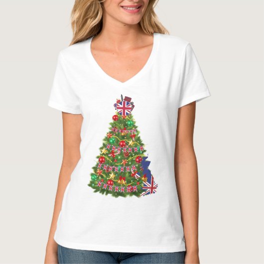 Grote Britse kerstboom Euro Brits Europa T-shirt (Voorkant)
