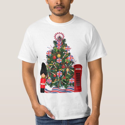 Grote Britse kerstboom Euro Brits Europa T-shirt (Voorkant)