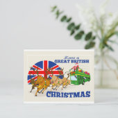 Grote Britse Kerstman Rendier Doube Decke Feestdagenkaart (Staand voorkant)