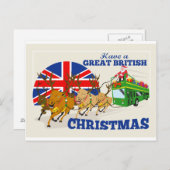 Grote Britse Kerstman Rendier Doube Decke Feestdagenkaart (Voorkant / Achterkant)