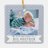 Grote Broer Aangepaste Foto Blauwe Kerstmis Keramisch Ornament (Voorkant)