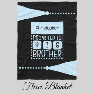 Grote broer aangepaste naam zwart blauw fleece deken