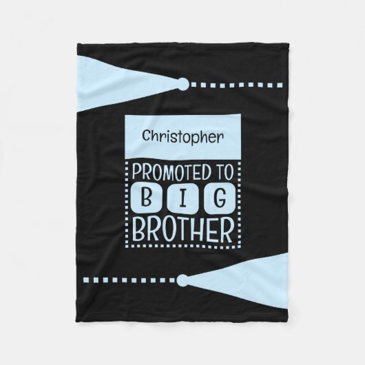 Grote broer aangepaste naam zwart blauw fleece deken (Voorkant)