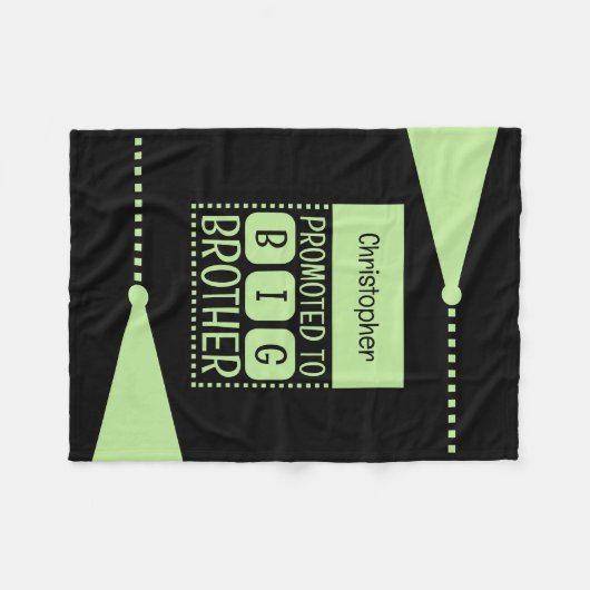 Grote broer aangepaste naam zwart groen fleece deken (Voorkant (Horizontaal))