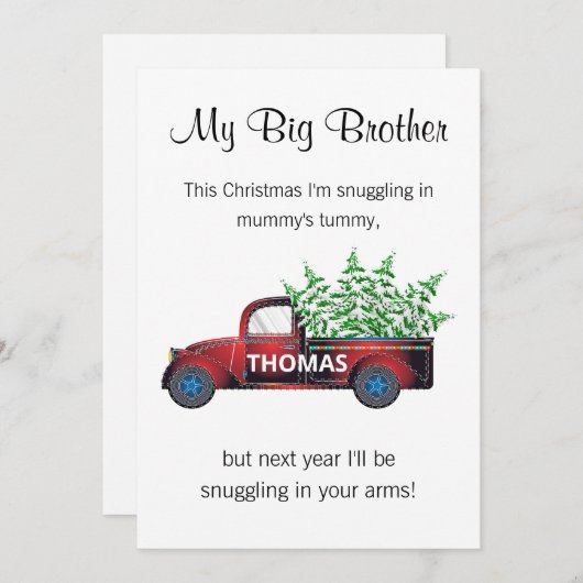 grote broer baby aankondiging Xmas grappige vracht (Voorkant / Achterkant)
