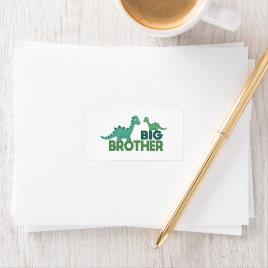 Grote broer dinosaur cartoon diersibling etiket (Insitu)
