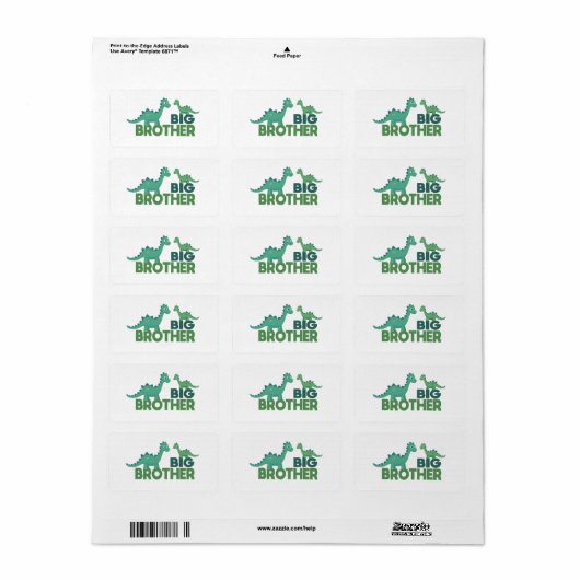Grote broer dinosaur cartoon diersibling etiket (Full Sheet)