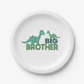 Grote broer dinosaur cartoon diersibling papieren bordje (Voorkant)
