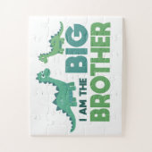 Grote broer dinosaur kinder schattige cartoon legpuzzel (Verticaal)
