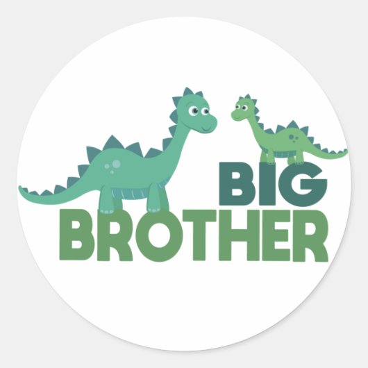 Grote broer dinosaurus kinder jongen dino's ronde sticker (Voorkant)