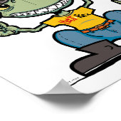 GROTE broer Happy Green Dinosaur Cartoon Poster (Hoek)