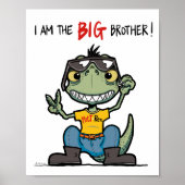 GROTE broer Happy Green Dinosaur Cartoon Poster (Voorkant)