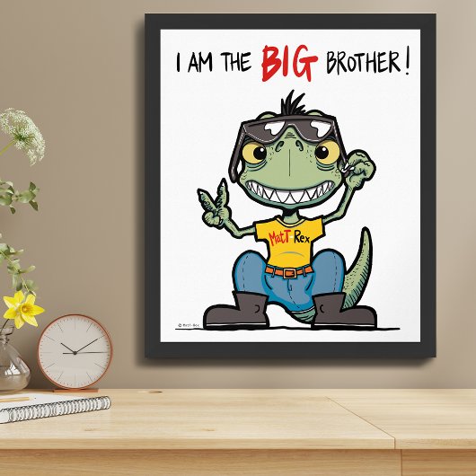 GROTE broer Happy Green Dinosaur Cartoon Poster