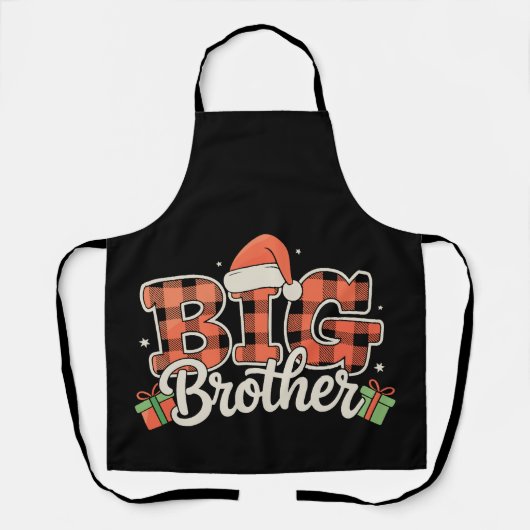 Grote Broer Kerstman Hoed Kerst Rode Buffalo Plaid Schort (Voorkant)