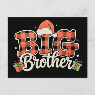 Grote Broer Kerstman Hoed Kerst Rood Buffalo Plaid Feestdagenkaart
