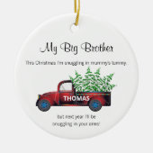 grote broer kerstmis met vrachtwagen grappig keramisch ornament (Voorkant)