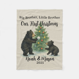 Grote Broer Kleine Broer Beer Maatwerk Kerstmis Fleece Deken