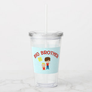 Grote broer met kleine zusje gepersonaliseerd acryl drinkbeker
