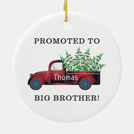 grote broer nieuwe baby - aankondiging keramisch ornament (Achterkant)