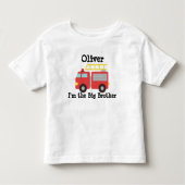Grote Broer Persoonlijke Rode Brandweerwagen Broer Kinder Shirts (Voorkant)