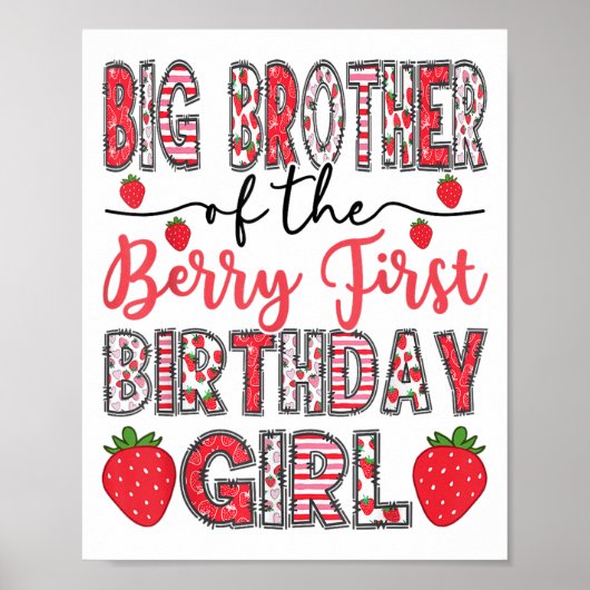 Grote broer van de Berry First Birthday Girl Straw Poster (Voorkant)