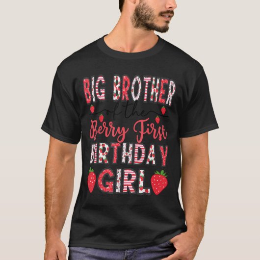 Grote broer van de Berry First Birthday Girl Straw T-shirt (Voorkant)