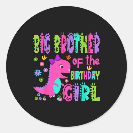 Grote broer van de jarige saurus rex ronde sticker (Voorkant)