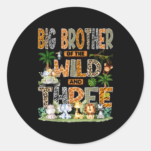 Grote Broer Van De Wildernis & Drie 3de Verjaardag Ronde Sticker (Voorkant)