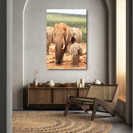 Grote broerkleine olifant Canvas omgeven