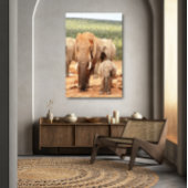 Grote broerkleine olifant Canvas omgeven Afdruk