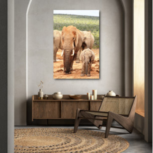 Grote broerkleine olifant Canvas omgeven Afdruk