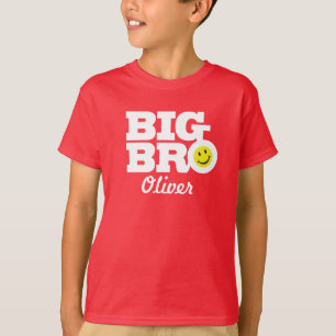 Grote broernaam wit op rood kinder T-shirt