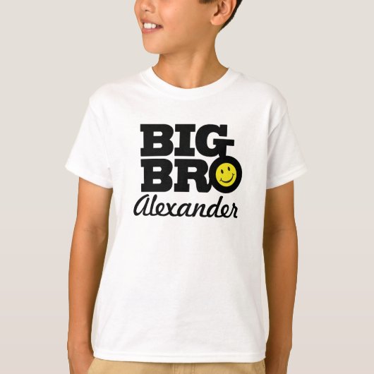 Grote broernaam zwart wit en geel kinder t-shirt (Voorkant)