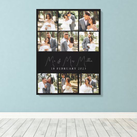 Grote Bruiloft Collage Foto Canvas Gift (Insitu (Houten vloer))