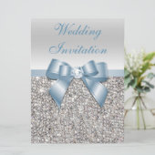 Grote bruiloft Faux zilveren pailletten stoffige b Kaart (Staand voorkant)