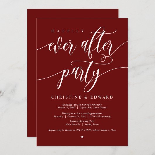 Grote bruiloft, Happily Ever After-feest, bordeaux Kaart (Voorkant / Achterkant)