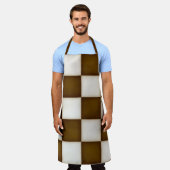 Grote Bruine & Antiek Witte Checkers Groot Schort (Gedragen)