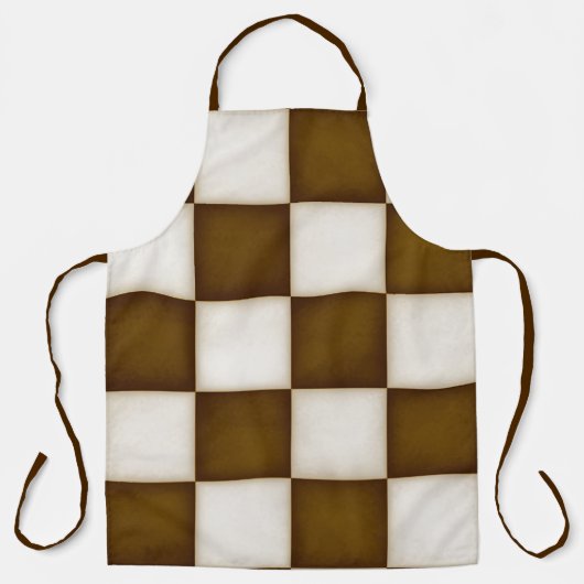 Grote Bruine & Antiek Witte Checkers Groot Schort (Voorkant)