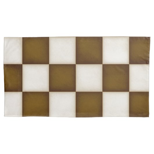 Grote Bruine & Antiek Witte Checkers King Kussensloop (Voorkant-Links)