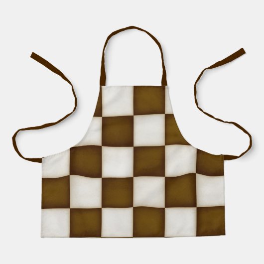 Grote Bruine & Antiek Witte Checkers Klein Schort (Voorkant)