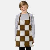 Grote Bruine & Antiek Witte Checkers Klein Schort (Gedragen)