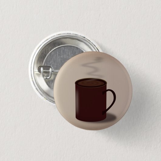 Grote bruine beker van hete chocolade moderne ronde button 3,2 cm (Voorkant /achterkant)