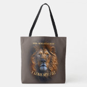 Grote bruine Canvas tas "I Love My Cat" Aangepaste (Voorkant)