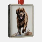 GROTE BRUINE NEWFOUNDLAND HOND METALEN ORNAMENT (Rechts)